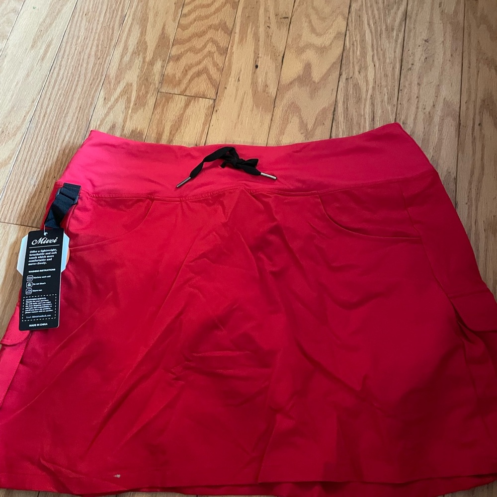 Red Skirt with Drawstring Waist